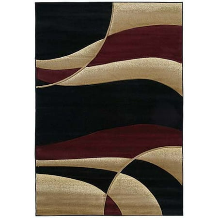Circle Stripe Rug United Weavers Contours Area Rugs - 510-22834 Solid & Striped Burgundy Wavy Lines Semi Circles Wavy Stripes Rug ()