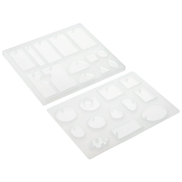 Molde de resina de silicona Uxcell, paquete de 2 moldes de resina epóxica para llaveros con agujeros colgantes para hacer manualidades DIY