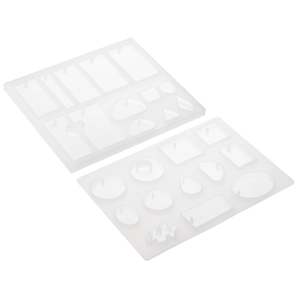 Molde de resina de silicona Uxcell, paquete de 2 moldes de resina epóxica para llaveros con agujeros colgantes para hacer manualidades DIY
