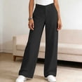 thumbnail image 5 of Womens Pants Casual Pantalon Mujer Ndbuld Women's Wide Leg Dress Pants High Waisted Business Casual Work Trousers With Pockets Loose Straight Leg Office Pants For Women Black,XXXL, 5 of 9