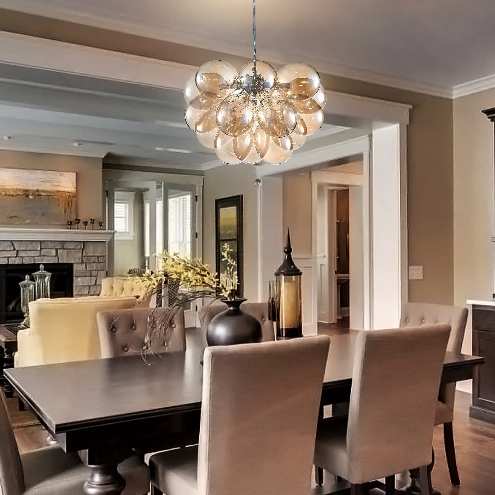 Longree Modern Cognac Electric Bubble Ball Chandelier