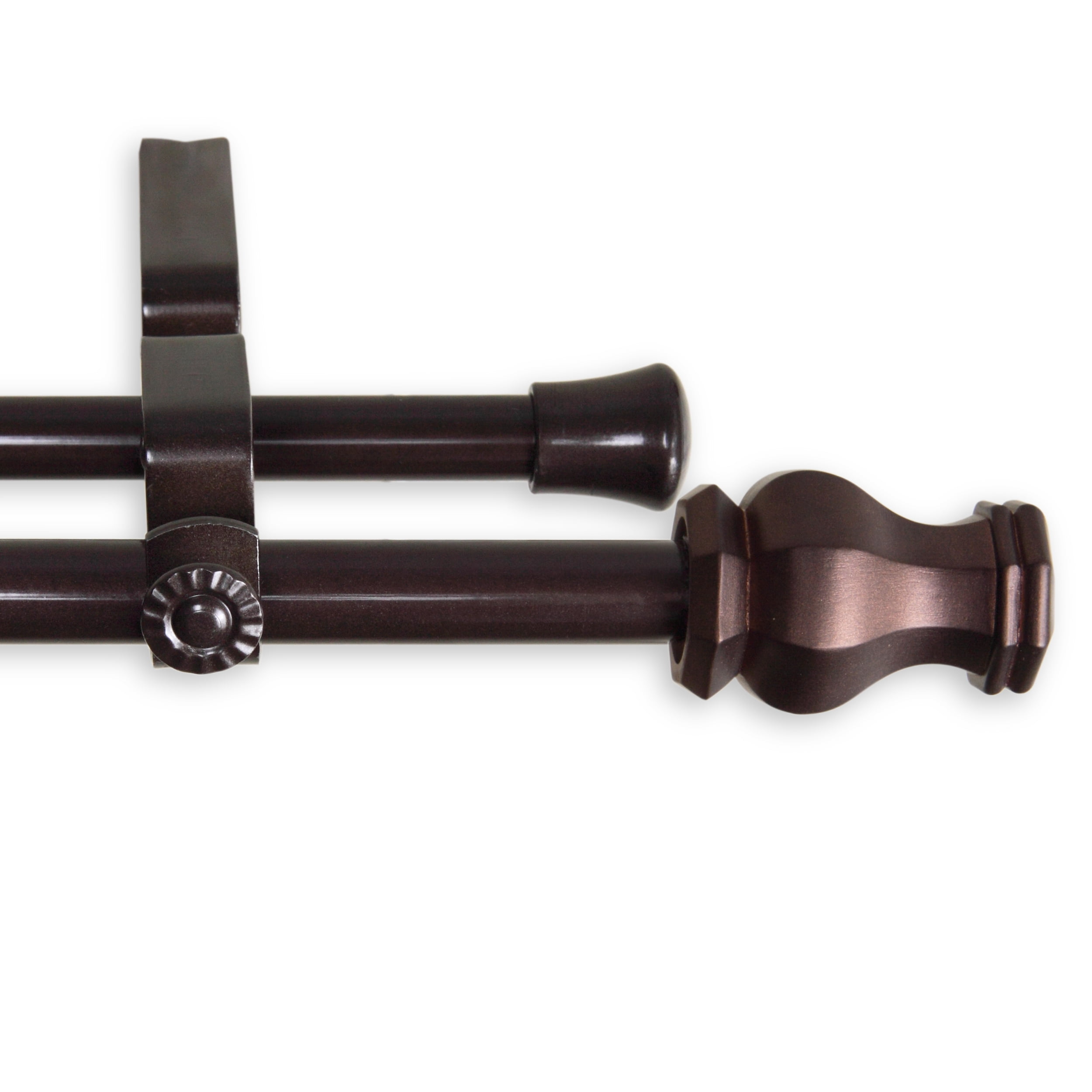 Central Design Products Steel 0.62" Modern Double Curtain Rod, Brown