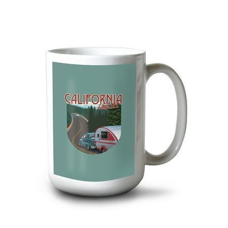 

Lantern Press 15 fl oz Ceramic Mug Blaine Washington Great Blue Heron Geometric Contour Dishwasher & Microwave Safe
