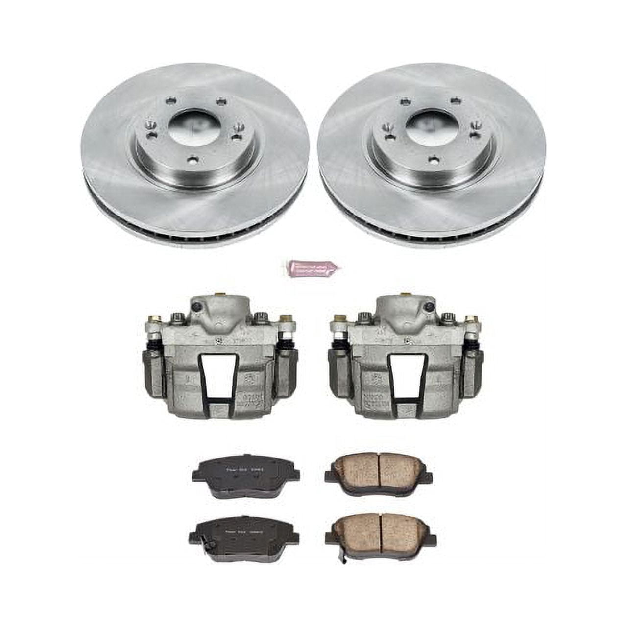 PowerStop Front Stock Replacement Brake Pad and Rotor Kit with Calipers Fits: HYUNDAI KIA Select Models KCOE5377