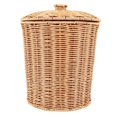 thumbnail image 1 of Woven Basket Trash Can Round Rattan Waste Basket with Lid Planter Woven Storage Baskets Wicker Waste, 1 of 5