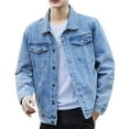 thumbnail image 6 of YMNXA Mens Denim Jacket Long Sleeved Lapel Solid Color Button Comfortable Fashion Coat With Pocket For Casual Daily Wear Bu2 L, 6 of 6