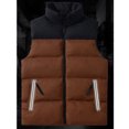 thumbnail image 4 of Yaoyar Men's Lightweight Cotton Puffer Vest Winter Casual Patchwork Color Stand Collar Zip Up Down Vest Outerwear With Pockets Brown 2XL, 4 of 4