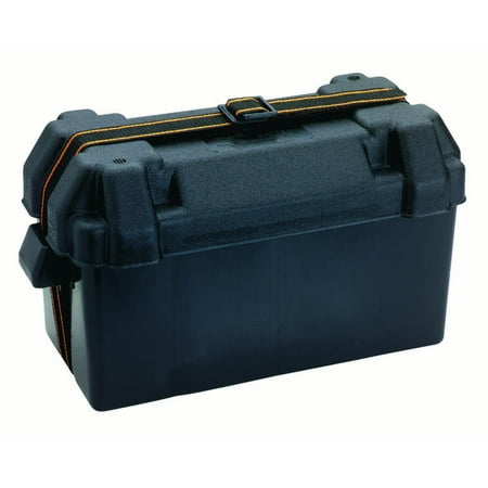 Attwood 9084-1 Large 29/31 Series Vented Marine Boat Battery Box with Mounting Kit and Strap  Black