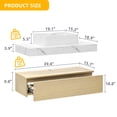 thumbnail image 3 of 39.4 in Bathroom Vanity Floating Wall Mounted Bathroom Cabinet Glossy Cabinet Storage Wooden Vanity with Ceramic Basin Sink and 2 Drawers, Oak & White, 3 of 6