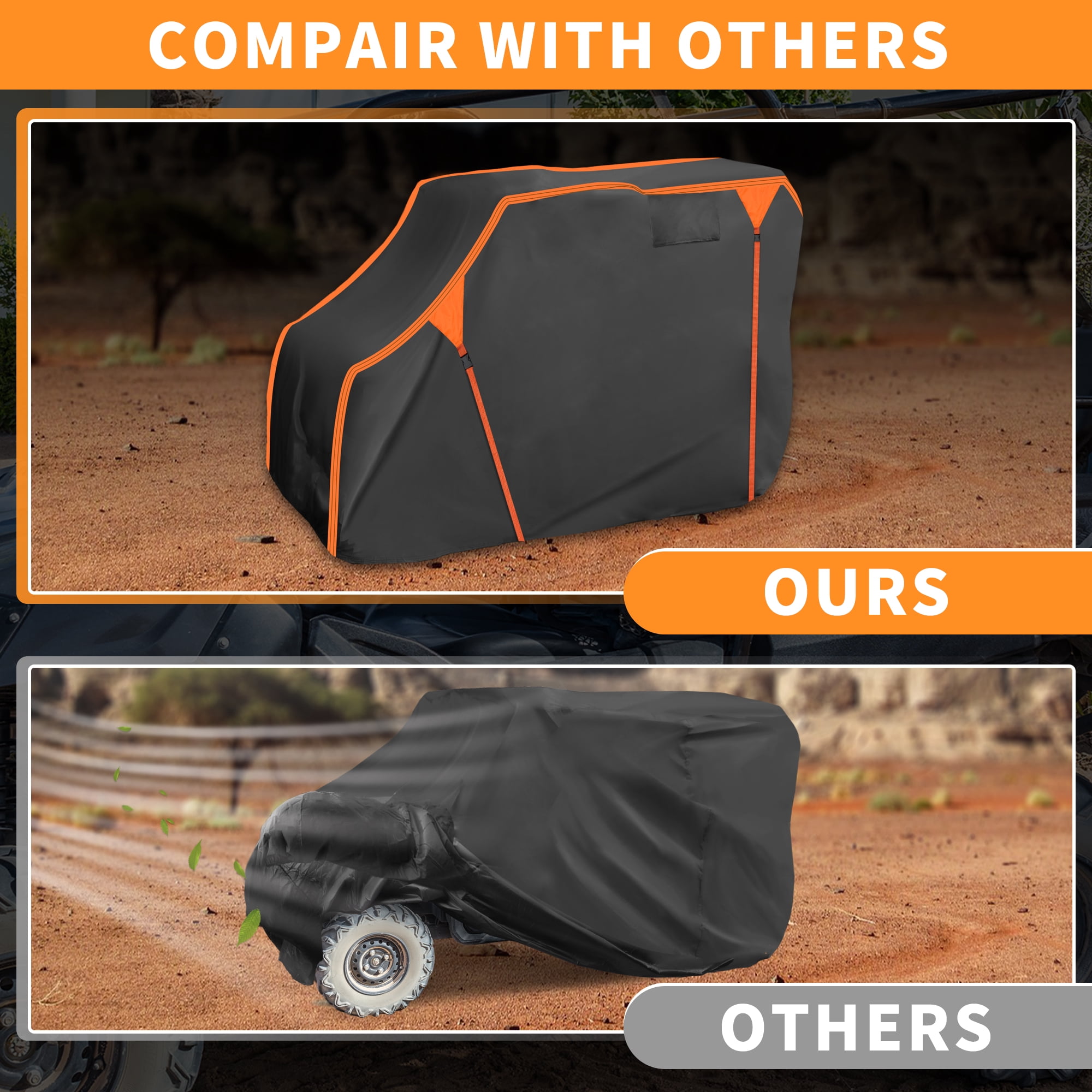 Unique Bargains Side by Side UTV Cover 210D-PU Black Orange for Kawasaki Teryx4