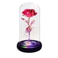 thumbnail image 2 of Gold Foil Rose in Glass Dome with LED Lights - Elegant Gift for Valentine's Day, Birthdays, and Anniversaries, Luxurious Home Decor Pink, 2 of 6