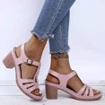 thumbnail image 3 of Leather Sewing Sandals Open Toe High Heels Comfortable to Wear White, 3 of 7