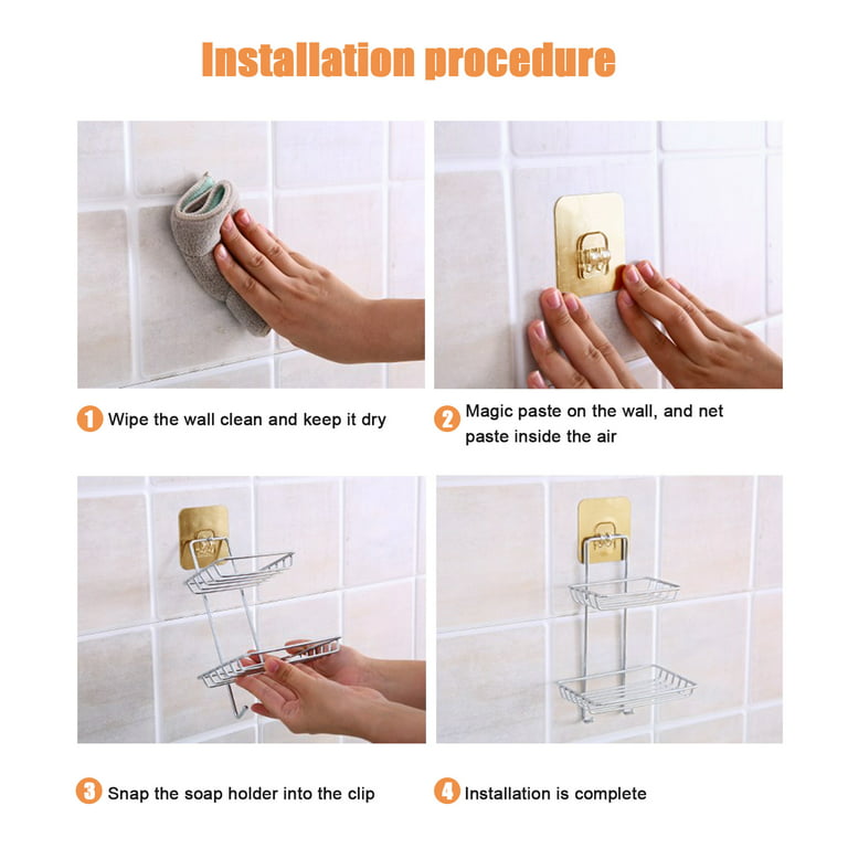 Self-Adhesive Soap Dish Sponge Holder Wall Mounted Shower