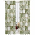 thumbnail image 2 of Sage Green Geometric Semi Sheer Window Curtains 84 Inches Long, Modern Abstract Art Botanical Rod Pocket Voile Silky Chiffon Curtain Light Filtering Drapes for Living Room, Kitchen, 52"x84", 2 Panels, 2 of 9