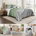 thumbnail image 6 of Twin Quilt Set 68''x86'', Sage Green Grey Ombre Lightweight Summer Bedspread Coverlet Set with 2 Pillow Shams, Modern Abstract Art Breathable All Season Quilt Bedding for Dorm/Bedroom, 6 of 9