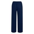 thumbnail image 4 of AJTQTH Lounge Pants for Women Imitation Cotton Plus Size Solid Casual Pants Drawstring Wide-Leg Straight Loose Trousers Dark Blue M, 4 of 7