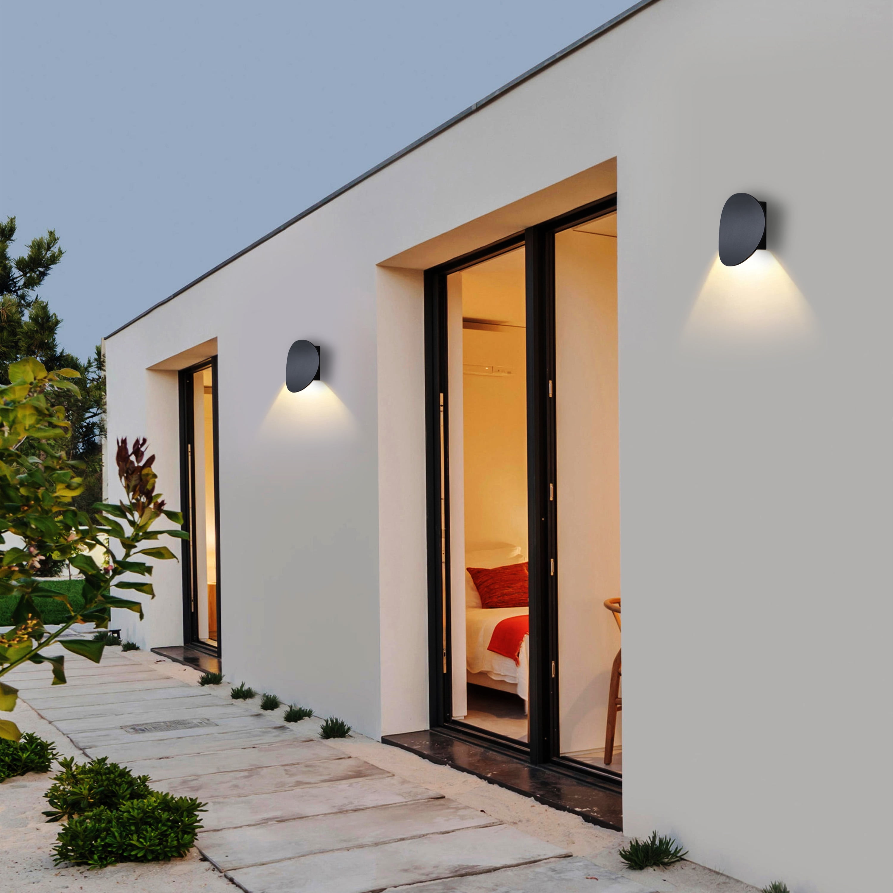 2-Pack Modern Black Aluminum LED Outdoor Indoor Wall Lights