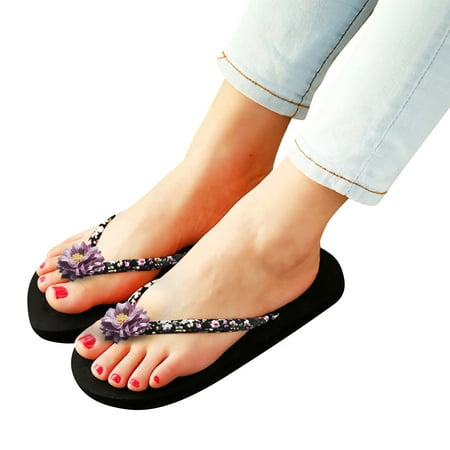 

sandals for Women Women Ladies Fashion Summer Flowers Bohemian Style Slippers Beach Sandals Shoes EVA Dress Sandals for Women Purple