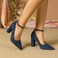 thumbnail image 4 of Women's Pointed Toe High Heels Pump Shoes Suede Closed Toe Ankle Strap Wedding Evening Party Dress Shoes, 4 of 9