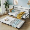 thumbnail image 1 of Memoryfield Metal Twin Daybed with Trundle, Sofa Bed Frame with Steel Slat Support, Multifunctional Daybed Frame for Bedroom, Black, 1 of 8