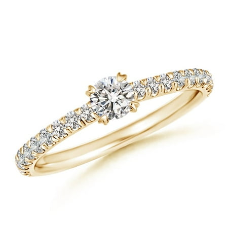 Diamond Vintage Inspired Ring (April Birthstone Ring - Vintage Inspired Diamond Solitaire Ring in 14K Yellow Gold (4mm Diamond) -)
