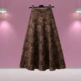 thumbnail image 2 of Yuanlong Womens Skirts Ladies Elegant Plain Flower Jacquard High Waist Long Swing Skirt Daily Vintage Ankle-Length Skirt, 2 of 3