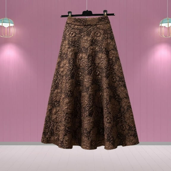 LEEy-world Skirts For Women Women's Elastic Waist Pull on Comfy Skirt Coffee,S