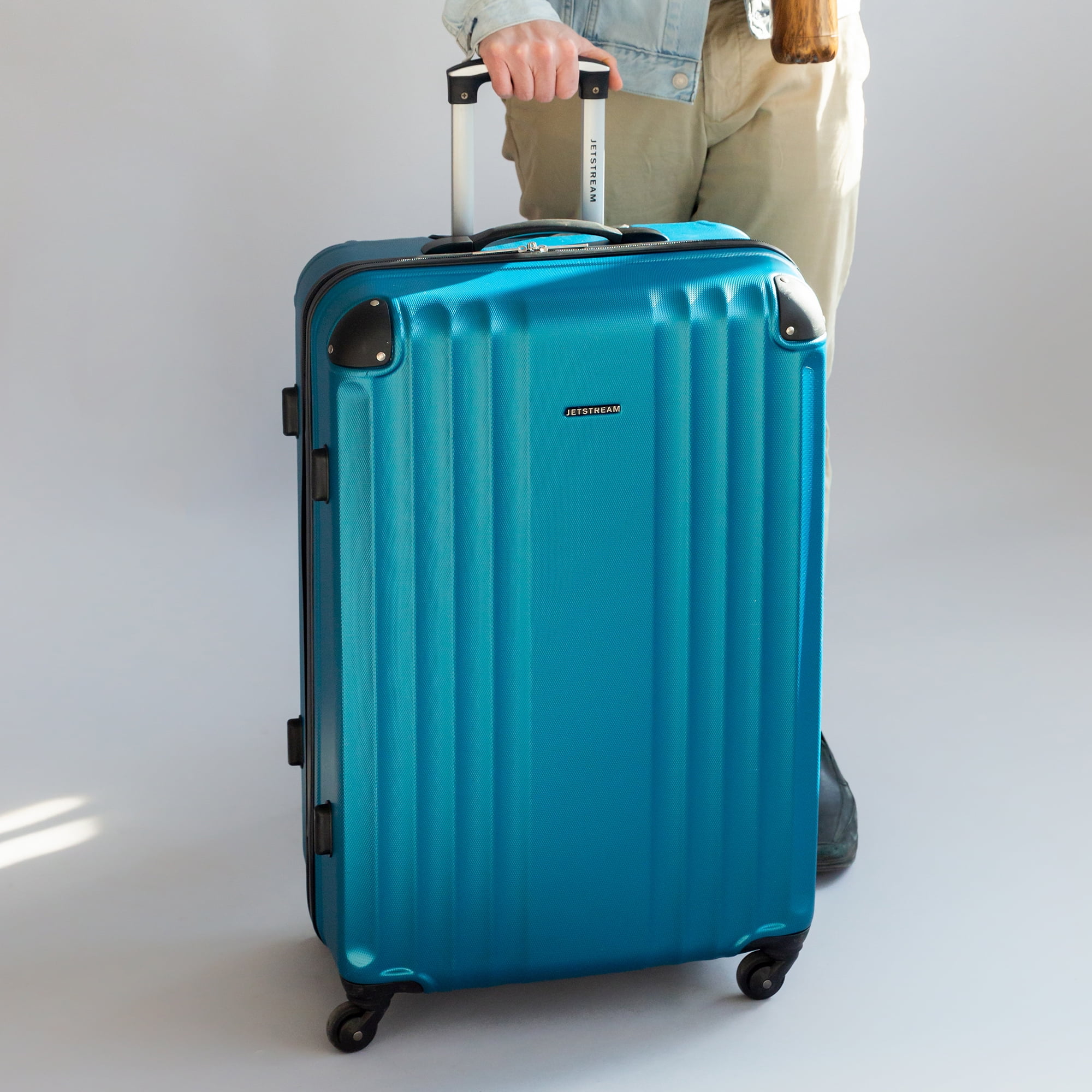 Jetstream 28-inch Hardside Rolling Spinner Checked Luggage, Teal