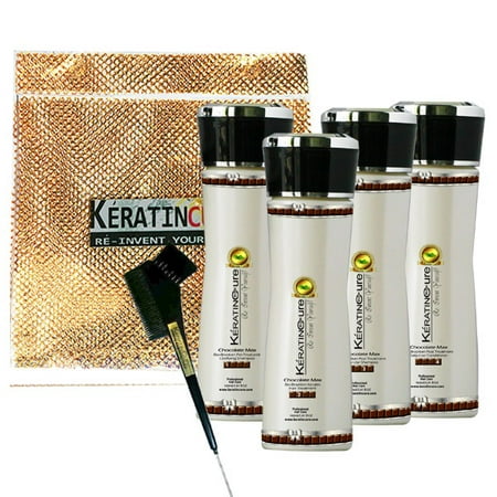 Keratin Cure Brazilian Bio Chocolate 6 Piece 5 oz Kit Professional Complex Coconut Argan Oil Aminos Blow Out Hair Treatment Formaldehyde