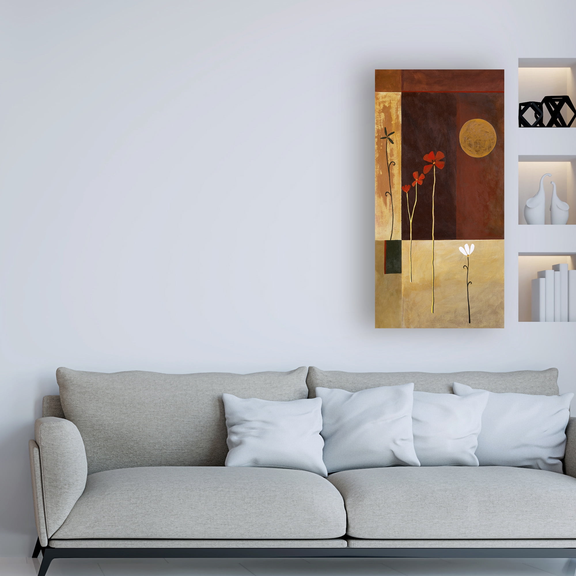 Trademark Fine Art 'Flowers With Full Moon' Canvas Art by Pablo Esteban