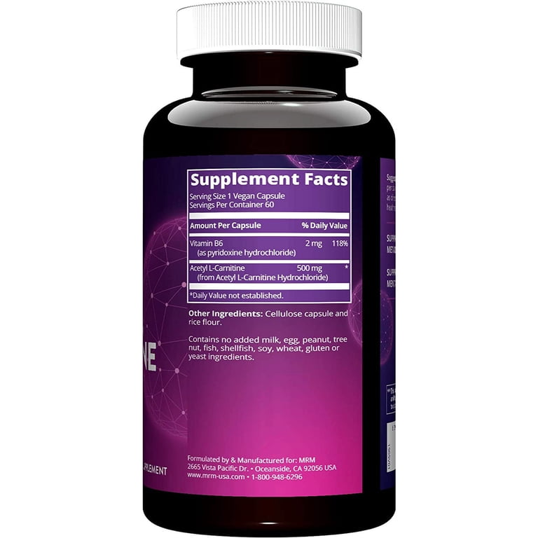 MRM Acetyl L-Carnitine 500 mg, 60 Vegetarian Capsules