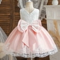 thumbnail image 3 of Ahdbta Toddler Girls Formal Dresses V-Neck Sleeveless Lace Embroidered Tutu Dresss Belted Tulle Patchwork Wedding Princess Dresses, 3 of 8