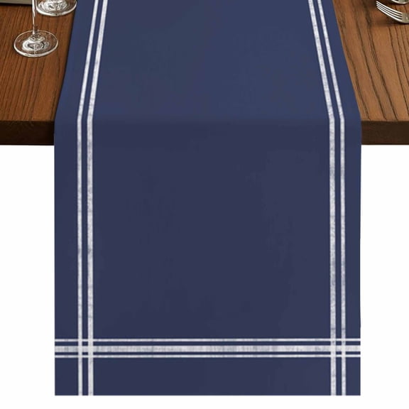 Pure Dark Blue Table Runner 90 Inches Long, Simple Solid Color Cotton Linen Table Runners Dresser Scarves, Decorative Fabric Tabletop Scarf Furniture Cover for Home Dinner Party 13"x90"