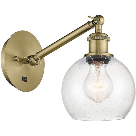 317-1W-AB-G124-6-LED-Innovations Lighting-Athens - 1 Light Wall Sconce In Industrial Style-10.5 Inches Tall and 6 Inches Wide Antique Brass Seedy