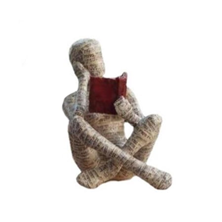 Cyrank Reading Woman Sculpture, Bookworm Sculpture Resin Abstract Thinker Statue Innovative Lady Reading Pulp Molding Bookshelf Ornament For Home Decoration(D