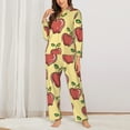 thumbnail image 3 of Disketp Pajamas Set Long Sleeve Sleepwear Womens Button Down Nightwear Pj Sets-Apple, 3 of 9