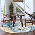 thumbnail image 3 of Round Rugs 5Ft, Blue Beach Coastal Round Area Rug Washable Indoor Throw Carpet, Summer Starfish Nautical Shell Soft Non Slip Circle Rug for Cabinet Bathroom Home Decor Aesthetic, 3 of 8