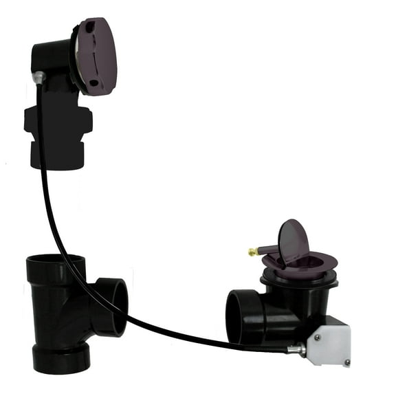 Westbrass D50A27BJ-12 27" Cable Drive Standard Bath Drain Trim Kit with Rotary Overflow Cover Knob on a Ball Joint Elbow, Pop-Up Stopper and Sch. 40 ABS Fittings, Oil Rubbed Bronze