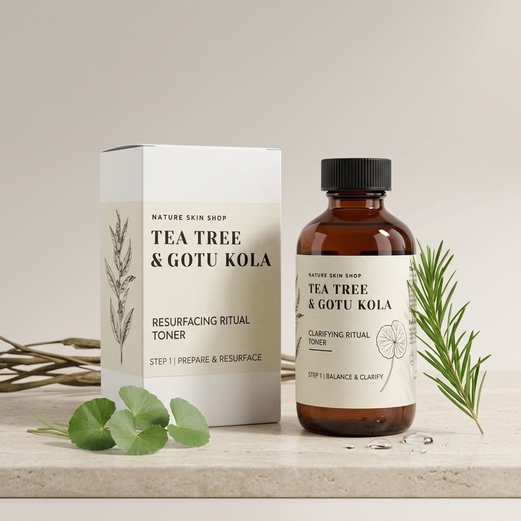 Nature Skin Shop Tea Tree & Cica Clarifying Toner, Visibly Refines Pores & Soothes Blemish-Prone Skin, with Gotu Kola, 4 Ounces