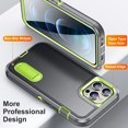 thumbnail image 2 of for iPhone 12 / 12 Pro Case with Kickstand, [10FT Military Drop Protection] Rugged Heavy Duty Hard PC+Soft Silicone Rubber Bumper Hybrid Triple-Layer Case for iPhone 12 / 12 Pro,
Gray+Green, 2 of 8