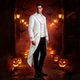 thumbnail image 4 of Vampire Costume, Victorian Tailcoat, Tailcoat Tuxedo Jacket, Pirate Coat, Mens Pirate Coat Steampunk Tailcoat Halloween | Medieval Gothic Vampire Frock Coat, Joker Costume , Theme Party, White S, 4 of 8