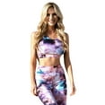 thumbnail image 1 of Women's High Impact Tie Dye Activewear Sports Bra, White/Purple, S, 1 of 4