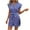 Dark Blue, variant on Summer Jumpsuits For Women Short Sleeve Button Down Pockets Belted Elastic Waist Solid Color Striped Printed Jumpsuits Rompers