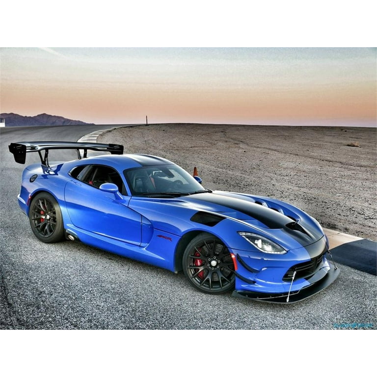 2017 Dodge Viper ACR Blue with Black Stripes in 1:18 Scale by AUTOart