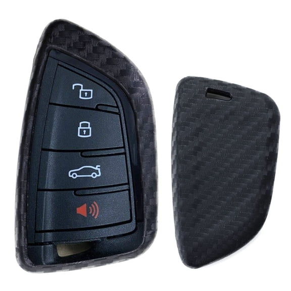 Black Carbon Fiber Pattern Soft Silicone Key Fob Cover Case For 2020-up Toyota Supra GR