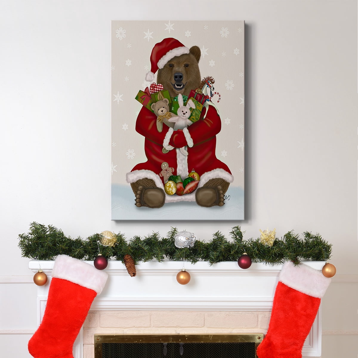 Christmas Christmas Present Bear Hug- Gallery Wrapped Canvas