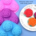 thumbnail image 2 of Inteprter 6 cavidades flor Fondant Sugarcraft molde portátil DIY Chocolate pastelería DIY artesanía molde de silicona panadería hornear Herramientas y accesorios para hornear Rosa Inteprter HA075148-01, 2 of 6