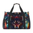 thumbnail image 1 of Fotbe Mystic Wolf Dreamcatcher Bolsa de Viaje con Estampado, Bolsa de Fin de Semana para Mujer con Compartimento para Zapatos, Bolsa de Gimnasio con Bolsillo Húmedo, 1 of 7