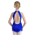 thumbnail image 4 of Haitryli Girls Sequined Tassel Latin Jazz Dance Dress Sleeveless Rhinestone Ballet Leotard Salsa Rumba Costume Blue 10, 4 of 7
