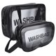 thumbnail image 3 of 2 uds bolsa de aseo estilo transparente diseño de cremallera negro 2 tamaños diferentes PU TPU bolsa de maquillaje transparente para viaje, 3 of 8